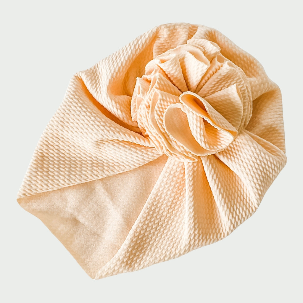 Peony Waffle Turban - Peachy